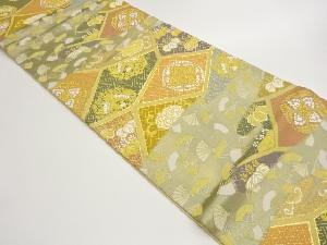 扇に花鳥・桐模様織出し袋帯